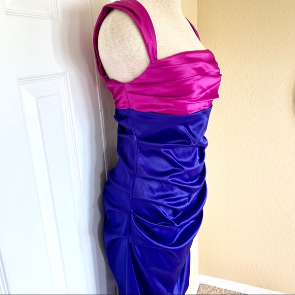 Suzi Chin by Maggy Boutique Purple Ruched Dress 10 - Picture 4 of 8